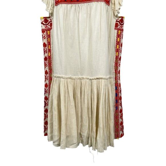 Free People Embroidered Day Glow Mini Open Back Ruffle Peasant Boho Dress - Picture 9 of 12